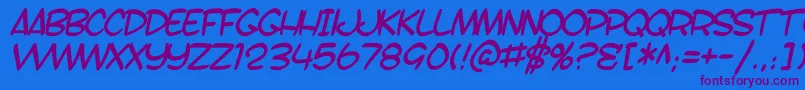 SfToontimeBItalic Font – Purple Fonts on Blue Background