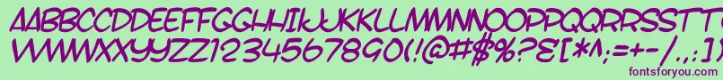 SfToontimeBItalic Font – Purple Fonts on Green Background