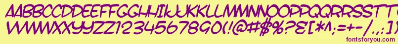 SfToontimeBItalic Font – Purple Fonts on Yellow Background