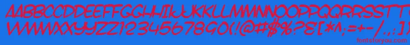 SfToontimeBItalic Font – Red Fonts on Blue Background