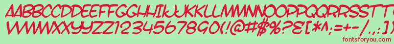 SfToontimeBItalic Font – Red Fonts on Green Background