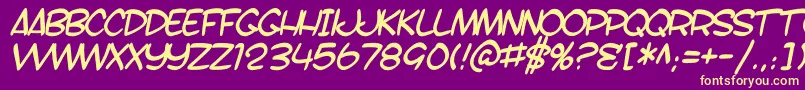 SfToontimeBItalic Font – Yellow Fonts on Purple Background