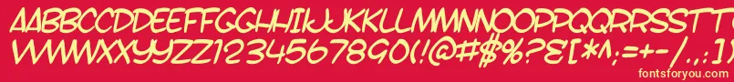 SfToontimeBItalic Font – Yellow Fonts on Red Background