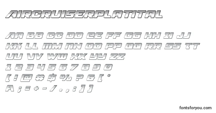 Schriftart Aircruiserplatital – Alphabet, Zahlen, spezielle Symbole