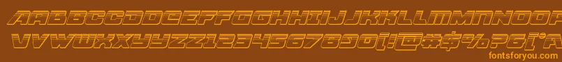 Aircruiserplatital-Schriftart – Orangefarbene Schriften auf braunem Hintergrund