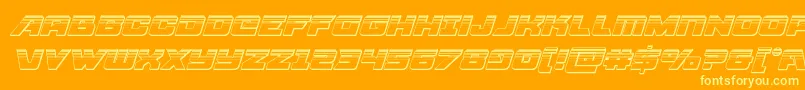 Aircruiserplatital-Schriftart – Gelbe Schriften auf orangefarbenem Hintergrund