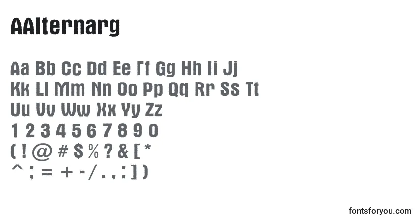 Czcionka AAlternarg – alfabet, cyfry, specjalne znaki