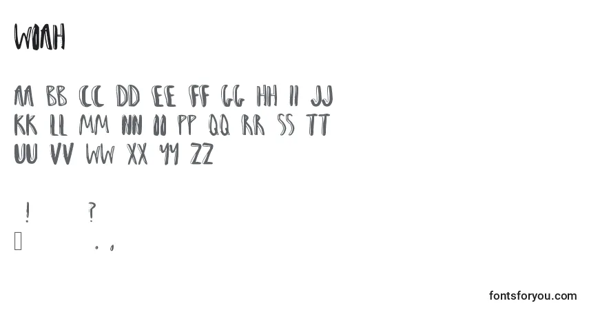 Schriftart Woah – Alphabet, Zahlen, spezielle Symbole