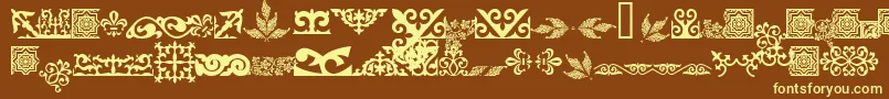 Asylbekm31kazoju.Kz-fontti – keltaiset fontit ruskealla taustalla