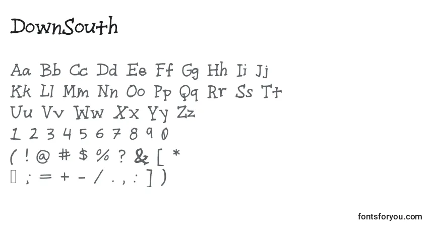 Schriftart DownSouth – Alphabet, Zahlen, spezielle Symbole