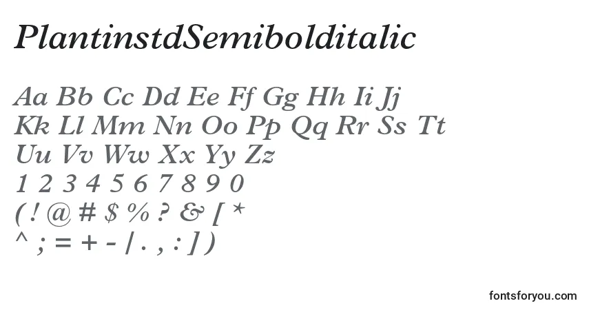 PlantinstdSemibolditalicフォント–アルファベット、数字、特殊文字