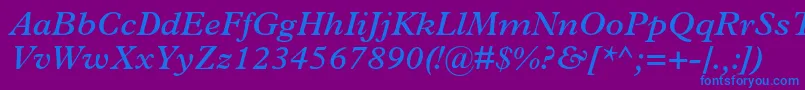 PlantinstdSemibolditalic Font – Blue Fonts on Purple Background