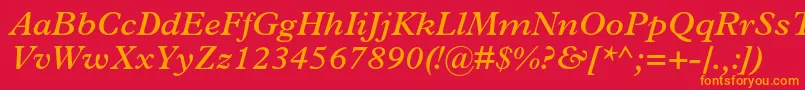 フォントPlantinstdSemibolditalic – 赤い背景にオレンジの文字