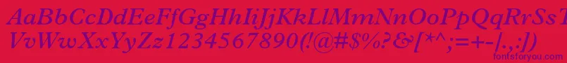 PlantinstdSemibolditalic Font – Purple Fonts on Red Background