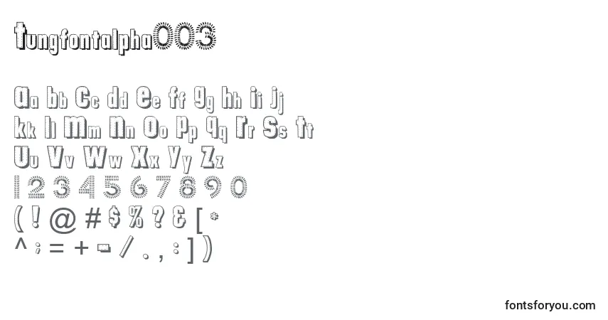 Czcionka Tungfontalpha003 – alfabet, cyfry, specjalne znaki