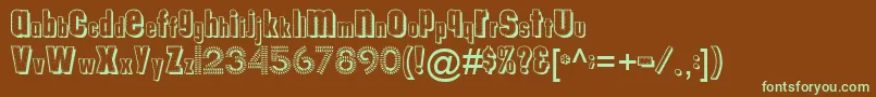 Tungfontalpha003 Font – Green Fonts on Brown Background