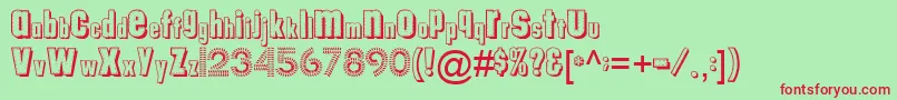 Tungfontalpha003 Font – Red Fonts on Green Background