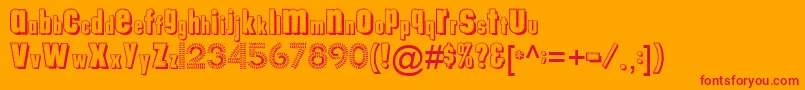 Tungfontalpha003-Schriftart – Rote Schriften auf orangefarbenem Hintergrund