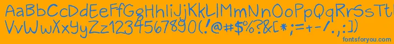 ZackAndSarah Font – Blue Fonts on Orange Background