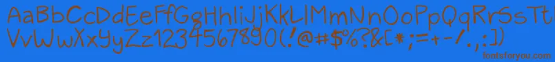 ZackAndSarah Font – Brown Fonts on Blue Background
