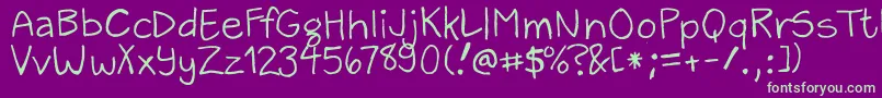 ZackAndSarah Font – Green Fonts on Purple Background