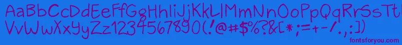 ZackAndSarah Font – Purple Fonts on Blue Background