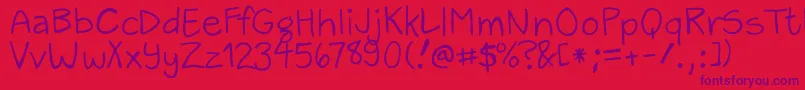 ZackAndSarah Font – Purple Fonts on Red Background