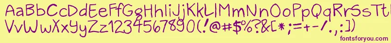 ZackAndSarah Font – Purple Fonts on Yellow Background