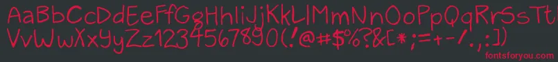 フォントZackAndSarah – 黒い背景に赤い文字