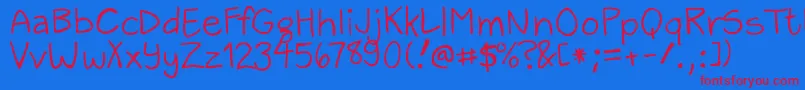ZackAndSarah Font – Red Fonts on Blue Background
