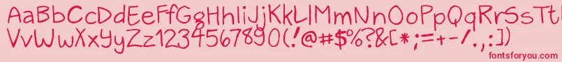 ZackAndSarah Font – Red Fonts on Pink Background