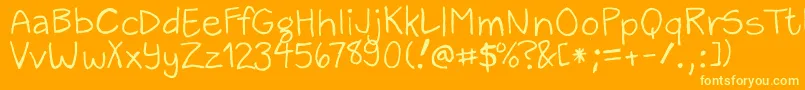ZackAndSarah-fontti – keltaiset fontit oranssilla taustalla