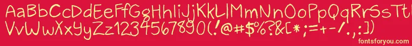 ZackAndSarah Font – Yellow Fonts on Red Background