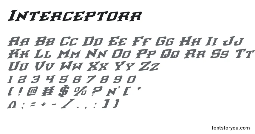 Шрифт Interceptorr – алфавит, цифры, специальные символы