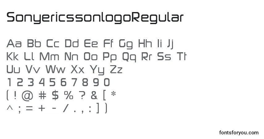 A fonte SonyericssonlogoRegular – alfabeto, números, caracteres especiais