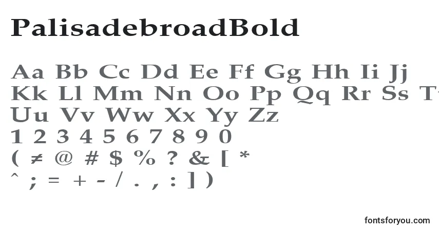 A fonte PalisadebroadBold – alfabeto, números, caracteres especiais