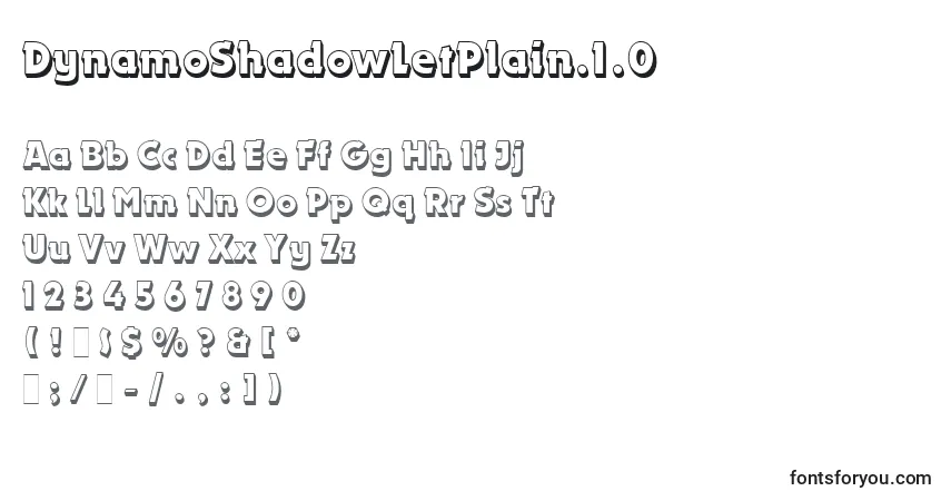 Czcionka DynamoShadowLetPlain.1.0 – alfabet, cyfry, specjalne znaki