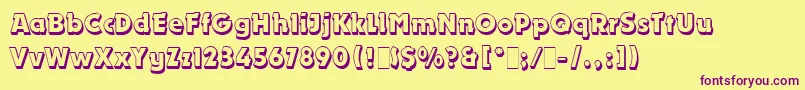 DynamoShadowLetPlain.1.0 Font – Purple Fonts on Yellow Background