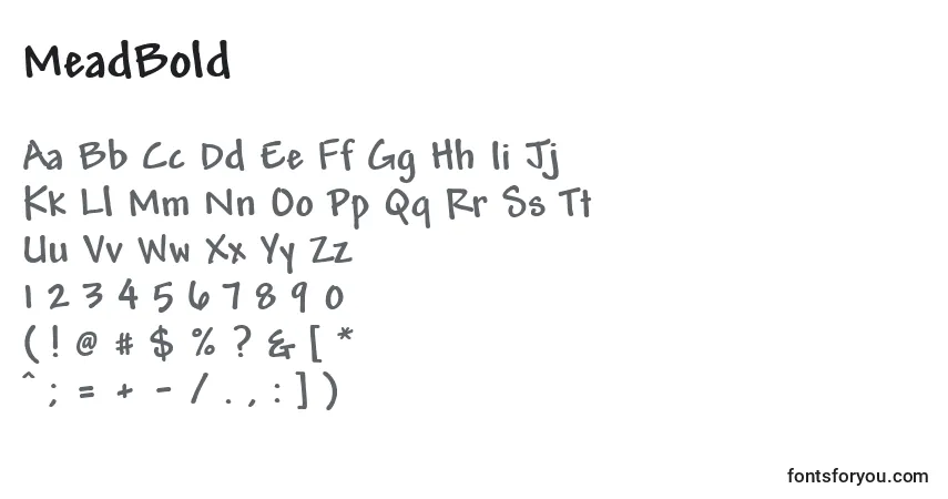 Schriftart MeadBold – Alphabet, Zahlen, spezielle Symbole