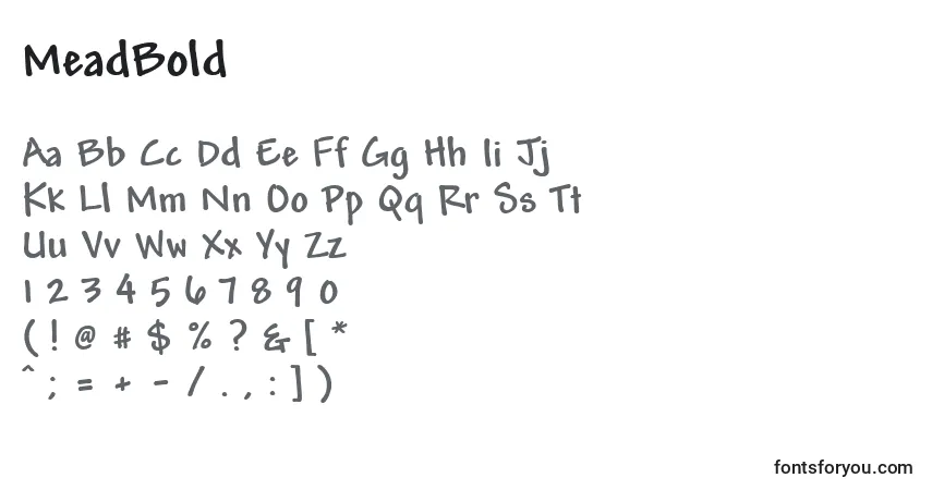 MeadBold-fontti – aakkoset, numerot, erikoismerkit