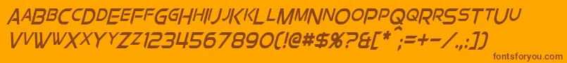 Fonte ChromiaSupercapCondensedItalic – fontes marrons em um fundo laranja