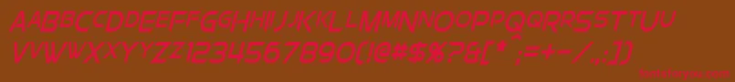 ChromiaSupercapCondensedItalic-Schriftart – Rote Schriften auf braunem Hintergrund