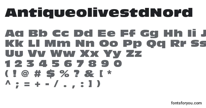 Шрифт AntiqueolivestdNord – алфавит, цифры, специальные символы