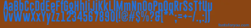 GoboldLowplus-Schriftart – Blaue Schriften auf braunem Hintergrund
