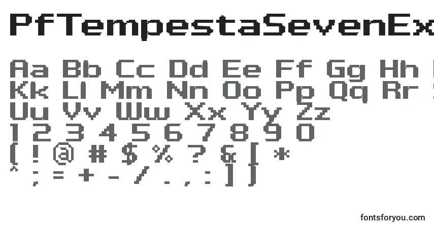 Czcionka PfTempestaSevenExtendedBold – alfabet, cyfry, specjalne znaki