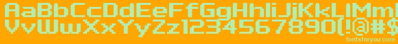 PfTempestaSevenExtendedBold-Schriftart – Grüne Schriften auf orangefarbenem Hintergrund