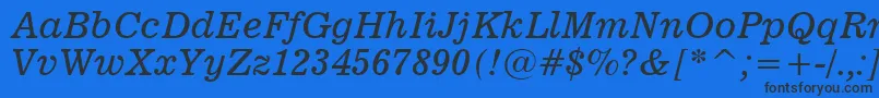 Fonte News701ItalicBt – fontes pretas em um fundo azul