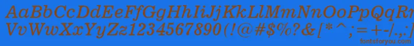 News701ItalicBt Font – Brown Fonts on Blue Background