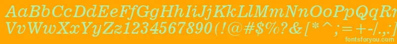 News701ItalicBt Font – Green Fonts on Orange Background