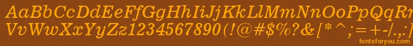 News701ItalicBt Font – Orange Fonts on Brown Background